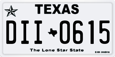 TX license plate DII0615