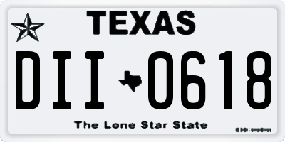 TX license plate DII0618