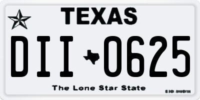 TX license plate DII0625