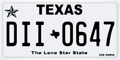 TX license plate DII0647
