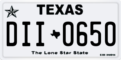 TX license plate DII0650