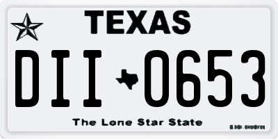 TX license plate DII0653