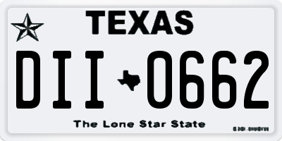 TX license plate DII0662
