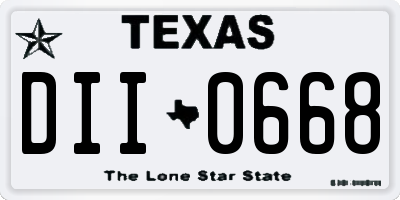 TX license plate DII0668