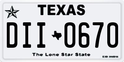 TX license plate DII0670