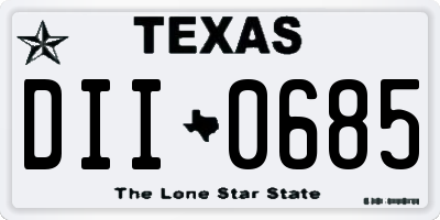 TX license plate DII0685