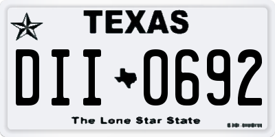 TX license plate DII0692