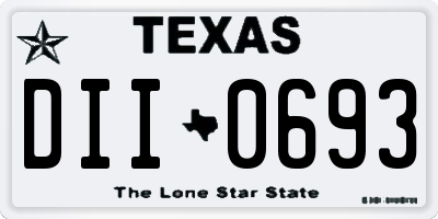 TX license plate DII0693