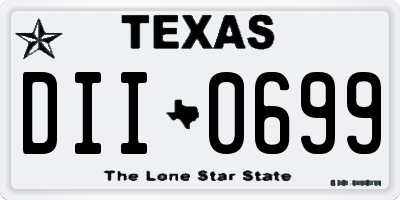 TX license plate DII0699