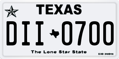 TX license plate DII0700