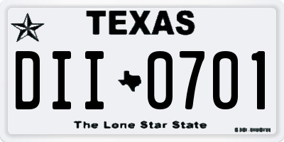 TX license plate DII0701