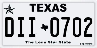 TX license plate DII0702