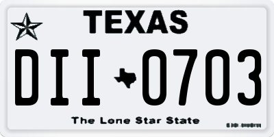 TX license plate DII0703