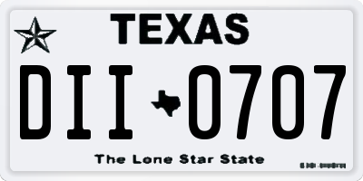 TX license plate DII0707