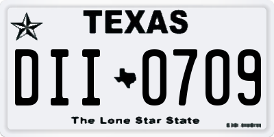 TX license plate DII0709