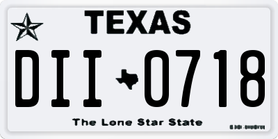 TX license plate DII0718