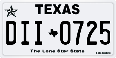 TX license plate DII0725