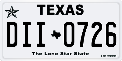 TX license plate DII0726