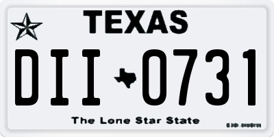 TX license plate DII0731
