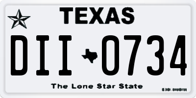 TX license plate DII0734