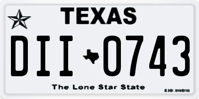 TX license plate DII0743