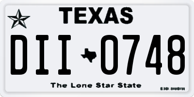 TX license plate DII0748