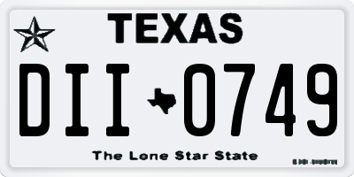 TX license plate DII0749