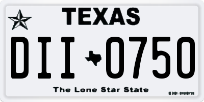 TX license plate DII0750