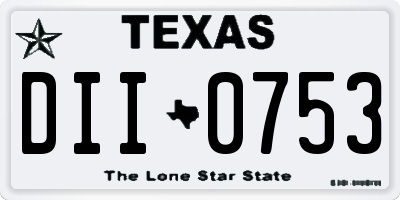 TX license plate DII0753