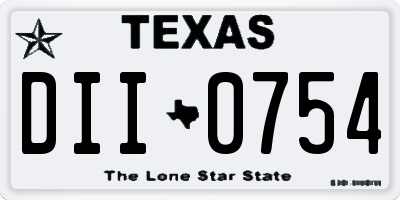 TX license plate DII0754
