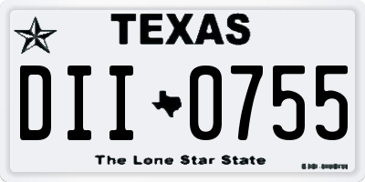 TX license plate DII0755