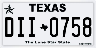 TX license plate DII0758