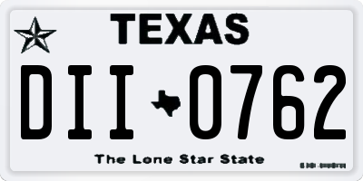 TX license plate DII0762