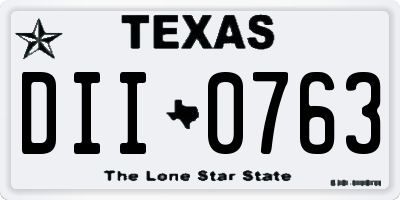 TX license plate DII0763