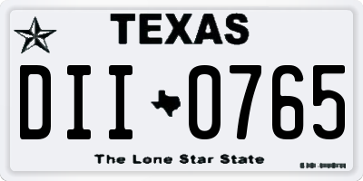 TX license plate DII0765