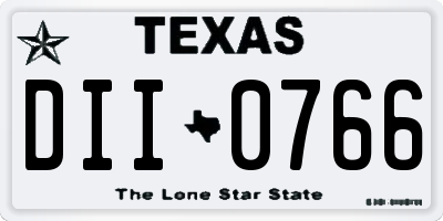 TX license plate DII0766