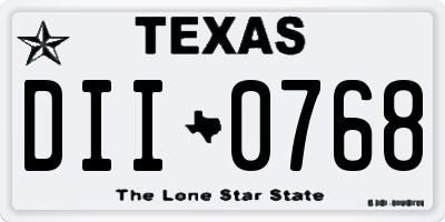 TX license plate DII0768