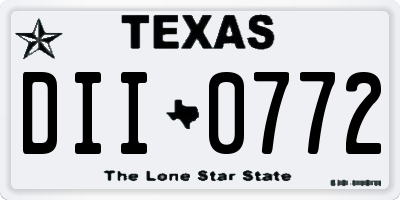 TX license plate DII0772