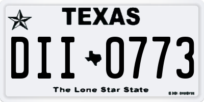 TX license plate DII0773