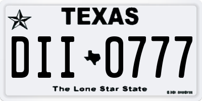 TX license plate DII0777
