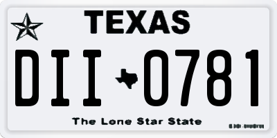TX license plate DII0781