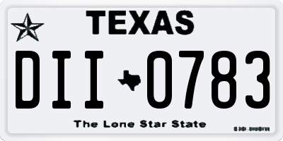 TX license plate DII0783