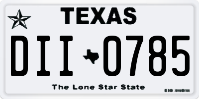 TX license plate DII0785