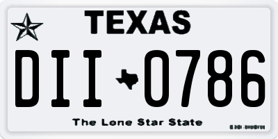 TX license plate DII0786
