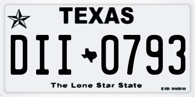 TX license plate DII0793