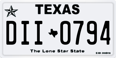 TX license plate DII0794