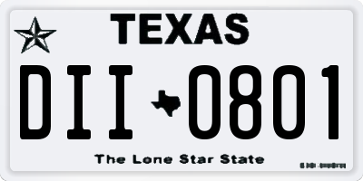 TX license plate DII0801