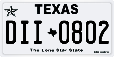TX license plate DII0802