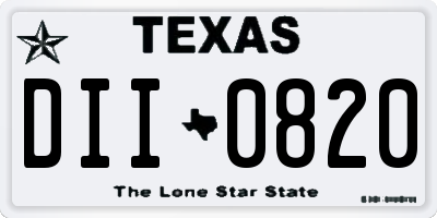 TX license plate DII0820