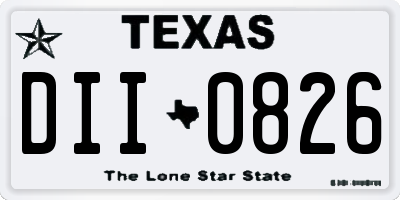 TX license plate DII0826